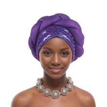 1pc New Handmade Sequins Braided Turban Hat - Multicolor - View 17