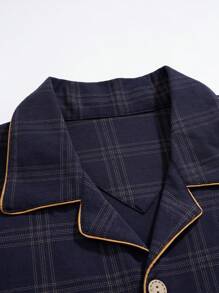 2pcs Men's Plaid Knit Robe Sleepwear Set With Pants, Breathable And Moisture Wicking, Spring & Autumn, Fall Winter Clothes