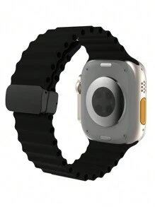 Silicone Foldable Clasp Watch Band For 41mm 40mm 44mm 45mm 42mm 38mm 49mm 46mm, Soft Silicone Magnetic Closure Sport Strap For Series 1-10, SE, Ultra - Multicolor - View 14