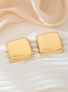 1 paire de boucles d'oreilles de style français lisses avec un design de bloc géométrique, cadeau pour femmes