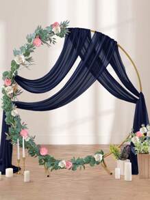 1 件 6 米藏蓝色雪纺面料，适用于楼梯扶手、户外花园装饰、家居装饰、椅背装饰、婚礼派对用品、婚礼拱门、DIY 乡村婚礼配件、婚礼仪式和宴会装饰、薄纱窗帘、雪纺桌旗、婚礼、生日、周年纪念桌布