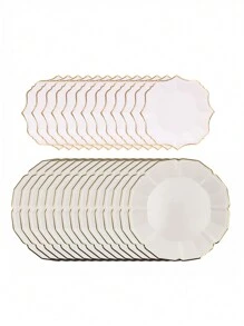 60 Stück weiße Pappteller - weiße Einwegteller für Party/Hochzeit - beinhaltet 30 Stück 10-Zoll weiße Dinner-Teller und 30 Stück 7-Zoll weiße Dessert-/Salatteller für Ostern