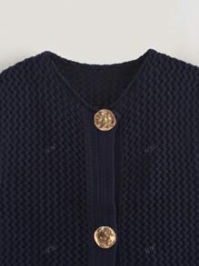 Women Fashion Sleeveless Coarse Needle Knitting Vest Sweater Female Chic Big Pockets Patch Buttons Cardigan Waistcoat Tops