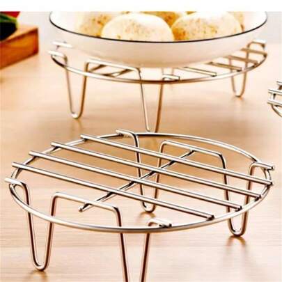 1pc Stainless Steel Circular Cooking Rack - Perfect For Air Fryers, Soup Pans, Cake Plates & Ovens!