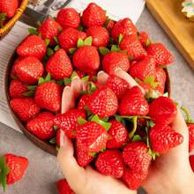 18PCS Plastic Artificial Red Strawberries Fake Lifelike Simulation Realistic Strawberry Artificial Fruits Decoration Photography Prop For Home Kitchen Decoration, Desktop Decoration,Fake Plants