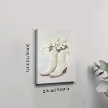 1pc Framed Canvas Poster, Floral Cowgirl Boots Girls Room Decoration Wall Art Canvas Paintings, Ideal Gift For Bedroom Living Room Corridor, Wall Art, Room Decoration