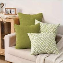 4pcs Bohemian Style Sofa Bed Headboard Cushion Covers, Soft Linen Printed Pattern Pillowcases, 45x45cm, Pillow Insert Not Included, Simple Gift, Sofa Cushions, Star, Decorative Style, Easy To Use, Pillow, Sofa Pillows, Home Decor