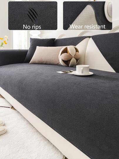 1 peça Almofada de sofá universal de 4 estações, almofada de assento de sofá antiderrapante e resistente à água de chenille minimalista moderna, capa de sofá, à prova de poeira, lavável à máquina, aceita animais de estimação, adequada para quarto, escritório, sala de estar, sofá em forma de L