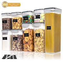 5/9-Piece Set Of Airtight Food Storage Boxes With Lids, Multi-Size Plastic Storage Organization, Effectively Keep Fresh & Dry, Ideal Storage Set For Grains, Flour, Sugar, Pasta, Includes Labels And Markers, Home Kitchen Storage Organization - Clear - View 13