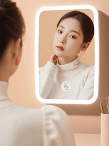 LED Lighted Vanity Mirror, Foldable Makeup Mirror With Light, Smart, High Definition, Portable, Compact, Ideal For Dorm & Tabletop Gifts Birthday Graduation - Multicolor - View 1