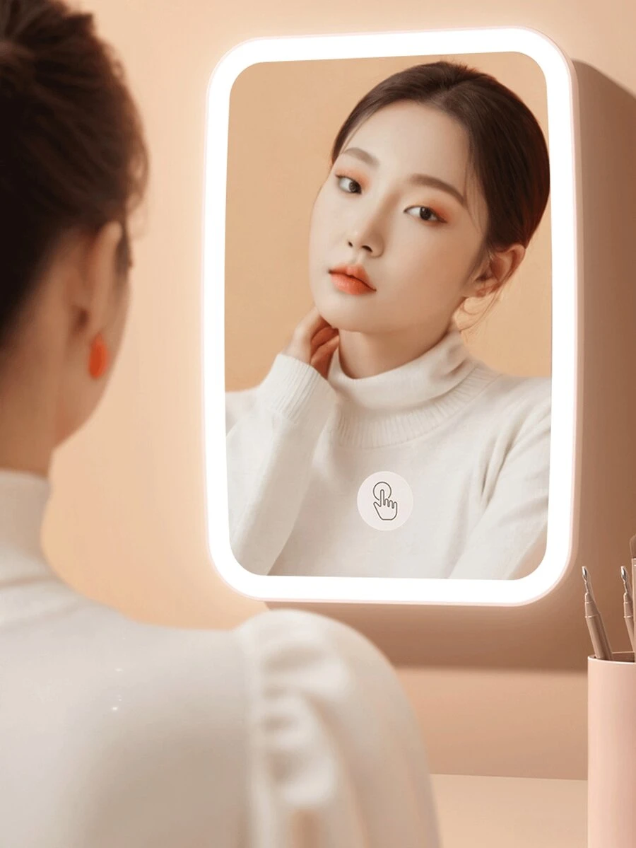 LED Lighted Vanity Mirror, Foldable Makeup Mirror With Light, Smart, High Definition, Portable, Compact, Ideal For Dorm & Tabletop Gifts Birthday Graduation - Multicolor - View 1