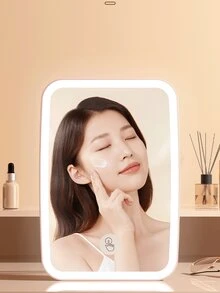 LED Lighted Vanity Mirror, Foldable Makeup Mirror With Light, Smart, High Definition, Portable, Compact, Ideal For Dorm & Tabletop Gifts Birthday Graduation - Multicolor - View 8