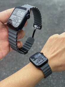 Silicone Foldable Clasp Watch Band For 41mm 40mm 44mm 45mm 42mm 38mm 49mm 46mm, Soft Silicone Magnetic Closure Sport Strap For Series 1-10, SE, Ultra - Multicolor - View 3