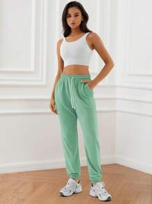 hoteel Women's Belted Sweatpants High Waisted Active Jogging Pants - 綠色 - 查看 5