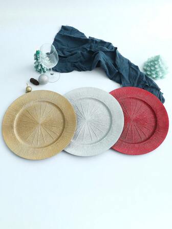 6 صحون شحن ، أطباق شحن بلاستيكية بقطر 12.8 بوصة للعشاء في الأفراح ، أطباق شحن أنيقة قابلة لإعادة الاستخدام لطاولات حفلات الزفاف ، الحفلات ، ديكور طاولة المنزل ، ألوان متعددة: ذهبي ، فضي ، أحمر