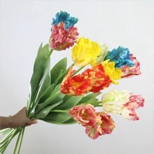 3pcs Parrot Tulip Artificial Flowers, Real Touch, Long Stems, Suitable For Bedroom, Living Room, Dining Room, Office, Cafe Tabletop, Home Decor, Aesthetics, Room Decoration, Wedding Party, DIY Spring Festival New Year Decor, Spring/Summer Decor, Premium Elegant Synthetic Tulips Easter Gifts Birthday Graduation