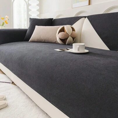 1件装四季通用沙发垫套，现代简约雪尼尔防滑防泼水时尚清新沙发垫，沙发毯，防尘防污可水洗，宠物友好，适用于卧室、办公室、客厅、L型沙发