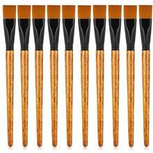 10 pezzi Pennelli in nylon di alta qualità, punta piatta da 3/4 pollici con manici in legno per acrilico, acquerello, pittura a olio e artigianato per body art