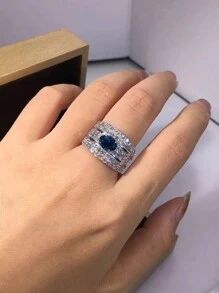 1 Chiếc nhẫn Cubic Zirconia xinh xắn dành cho phụ nữ dùng trong tiệc cưới, đính hôn, trang sức, quà tặng ngày lễ tình nhân, mẹ, mẹ, ngày của mẹ, quà tặng - 1 # - Xem 2