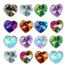 8pcs 14mm Heart Shape Austrian Crystal Pendants Multicolor Faceted Gorgeous Crystal Charms For Jewelry Making DIY Elegant Necklace Earrings Accessories For Women Gifts - Heart - View 1