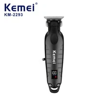 High-Performance Kemei KM-2993 Electric Hair Clipper, 1 Unit, 2000mAh Battery Capacity, Titanium Alloy Blade, Minimalist Design, Matte Texture, Streamlined Body, Quiet Operation, Multipurpose Grooming Tool, Suitable For Home And Professional Barber Use - Black - View 2