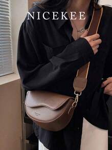 Classic Women's Retro Style Crossbody Bag, Fashionable And Versatile Solid Color Portable Adjustable Shoulder Strap Saddle Bag, Casual And Simple Wide Strap Shoulder Bag Suitable For Commuting To Work, Going Out Shopping And Dating.