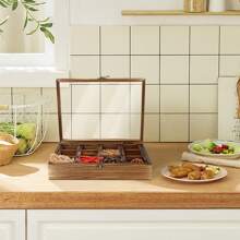 SENDERPICK Wooden Spice Box Wooden Spice Box With 12 Containers Spice Fit Box - Brown - View 6