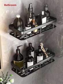 1 pieza Soporte de pared de metal para baño, estantería de ducha de aleación de aluminio, estante de almacenamiento de artículos de tocador y cosméticos, estantería de esquina, accesorios de baño, herramientas de baño, accesorios de baño - Unitalla - Ver 4