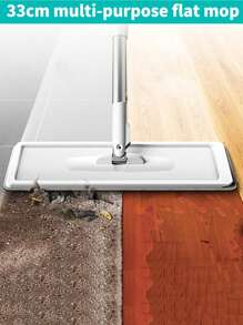 拖把桶套装，平板拖把桶系统，超细纤维拖把，加长手柄，适用于硬木地板清洁，柔韧白色拖把