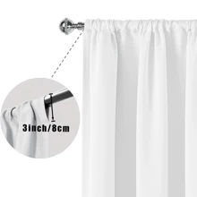 2pcs Simple Pure White Blackout Curtains-Rod Pocket Design For Privacy And Easy Installation - Perfect For Living Room & Bedroom Decor, Machine Washable - Multicolor - View 7
