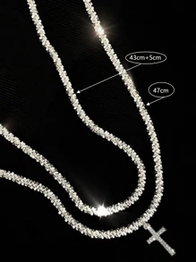 1 件时尚闪亮简约锁骨链项链女士