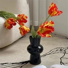 3pcs Parrot Tulip Artificial Flowers, Real Touch, Long Stems, Suitable For Bedroom, Living Room, Dining Room, Office, Cafe Tabletop, Home Decor, Aesthetics, Room Decoration, Wedding Party, DIY Spring Festival New Year Decor, Spring/Summer Decor, Premium Elegant Synthetic Tulips Easter Gifts Birthday Graduation
