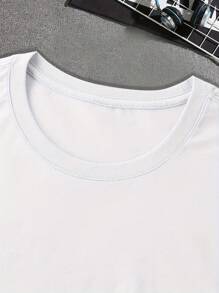 Camiseta de Hombre Personalizada con Patrón + Texto Impreso en el Pecho - Negro - Ver 11
