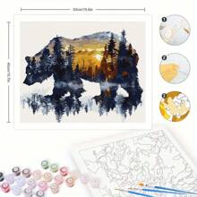 1 set de peintures à l'huile colorées, peinture à l'huile numérique de paysage d'ours brun, convient pour les adultes pour dessiner, peut être accroché sur le bureau comme cadeau pour soulager le stress - Multicolore - Voir 2