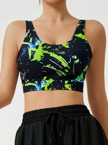 1pc Camisole With Printed & Hollow-Out Back, Quick-Drying, Suitable For All Seasons - Multicolor - View 6