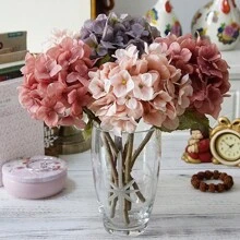 1PC/3PCS/5PCS Artificial Hydrangea Flowers Silk Bouquets Fake Plants For Spring Wedding Vase For Home Dining Room Bedroom Decorations, Mother's Day Valentine's Day Festival Birthday Party Accessories, Outdoor Garden Decorations Autumn Gifts Graduation