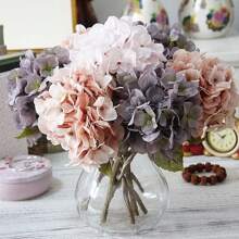 1PC/3PCS/5PCS Artificial Hydrangea Flowers Silk Bouquets Fake Plants For Spring Wedding Vase For Home Dining Room Bedroom Decorations, Mother's Day Valentine's Day Festival Birthday Party Accessories, Outdoor Garden Decorations Autumn Gifts Graduation