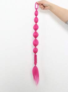 1pc Girl Colorful Extra Long 60cm Hair Extension With 1 Braids For High Ponytail And Double Ponytail Hairstyles, Elastic Hair Ties For Music Festival And Party(Red/Blue/Green/Rose Red)