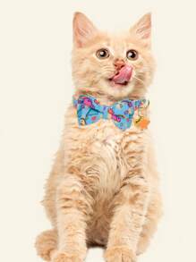 CP627 可拆卸猫项圈带铃铛，蝴蝶结，适合小猫和小狗，纯色，涤纶，仅可手洗，婚礼，基本款