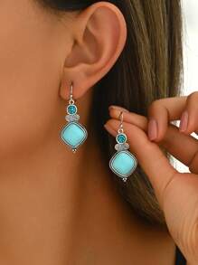 1 Pair Fashionable Creative Vintage Bohemian Style Earrings, Suitable For Women's Daily Wear - Antique Silver - View 1