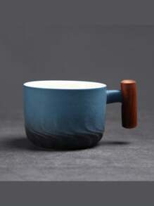 Ceramic Wooden Handle Italian Coffee Cup, Sandalwood Handle Tea Cup With Tea Strainer And Lid, Ceramic Tea Cup Japanese Style Wooden Handle Porcelain Small Coffee Cup Gradient Glaze Tea Cup Ceramic Kung Fu Small Tea Cup, Gift Box Set For Afternoon Tea, Italian Espresso Cup Japanese Style Simple Mini Coffee Cup
