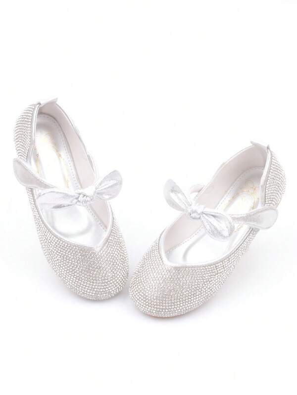 أحذية كريستالية كعب أميرة مرصعة بالراين للبنات، أحذية أداء لامعة باللون الفضي، موكاسين ذات نعل ناعم