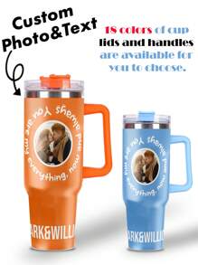 1pc 40oz Custom Photo And Text Stainless Steel Tumbler, Designed In A Colorful Romantic Style, With Its 304 Inner Container, Is Perfect For Personalizing With Your Favorite Photos And Text. It Suits Various Occasions Such As Valentine's Day, Birthdays, Weddings, Anniversaries, Parties, And More. This Tumbler Also Makes A Thoughtful Gift Choice For Couples, Classmates, Parents, Families, And Loved Ones.