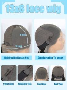 Peluca de cabello humano con encaje frontal, cabello humano liso con pelo de bebé, densidad de 150%, peluca de encaje frontal 13x6 con cabello humano, peluca frontal previamente desgastada, 100% cabello humano - Natural Black - Ver 8