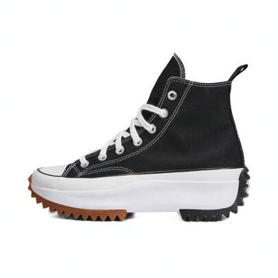 Converse 2025款成人女式高帮系带黑色匡威帆布鞋 166800C