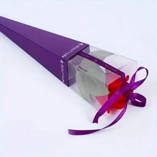 10 件情人节 PVC 折叠花束包装盒、鲜花礼盒、DIY 花卉工艺材料、玫瑰单茎盒、小型商务用品、独特礼品、精美物品、花卉装饰配件、母亲节单茎盒 - 彩色 - 查看 17