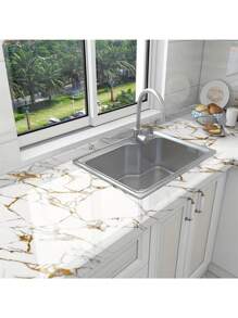 Self-Adhesive Marble Pattern Kitchen Wallpaper - Grease Resistant, Easy Apply, Suitable For Stove And Countertops, Removable Tile Sticker Wrap Gifts Birthday Graduation Room Decor Home Decor Wall Decor Bathroom Decor Bedroom Decor Room Decoration Stuff Living Room Decor House Decor Home Decor Living Room Wall Paper Stickers Wall Stickers Wall Sticker - 1 Volume - View 5