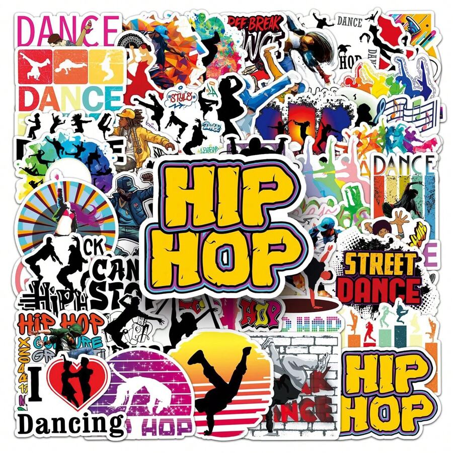 50pcs Street Dance Stickers Cool Room DIY Waterproof Decoration Suitable For Mobile Phone Computer Wall Skateboard Water Cup Window, Teens Small Gift
