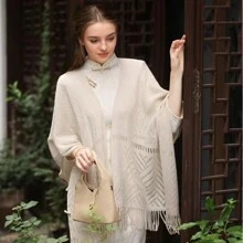 1 Stück Damen Poncho Cape mit Kapuze und Knöpfen Einfarbig, bohemian-artiger warmer gestrickter Schal für den täglichen Gebrauch, Herbst/Winter