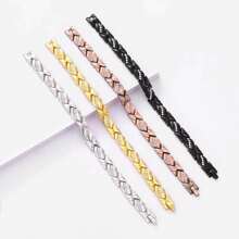 1 pièce Nouveau bracelet magnétique à feuille de diamant, en ancien cuivre rouge brossé, réglable